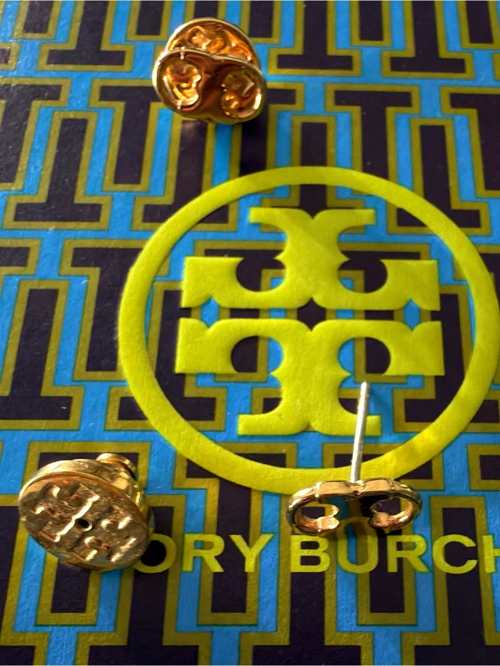 Tory Burch Gemini Link gold stud earrings